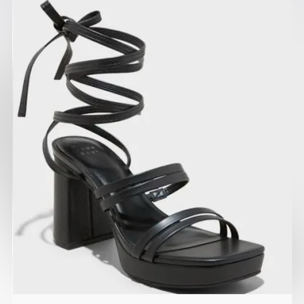 a new day Black Strappy Block Heels